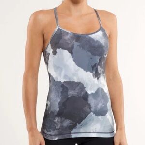 Lululemon Athletica White and Light/Dark Gray Tank Top size S
